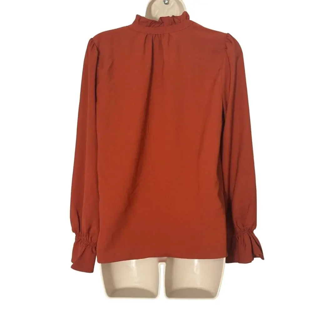 J.Crew Gathered‎ Ruffle Drapey Top in Deep Ember Size S